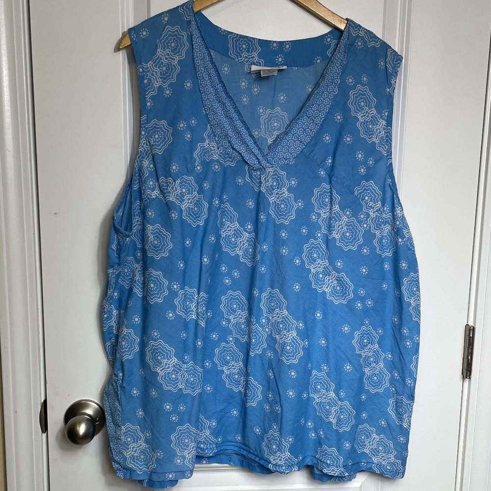NorthStyle Blue Cotton Sleeveless Floral Top